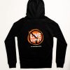 Live export logo on back of black hoodie